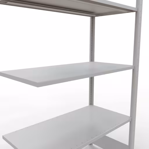 Rayonnage supplémentaire, rayonnage à étagères, système enfichable MULTIplus150, 2000 x 1000 x 500 mm (HxLxP), 5 étagères, barres de longueur, RAL 7035 gris clair avec le numéro d'article 1100001. 32655-LR Rayonnage supplémentaire, étagère, système enfichable MULTIplus150, 2000 x 1000 x 500 mm, 5 étagères, gris clair RAL 7035 de Schulte Lagertechnik de la catégorie des systèmes enfichables