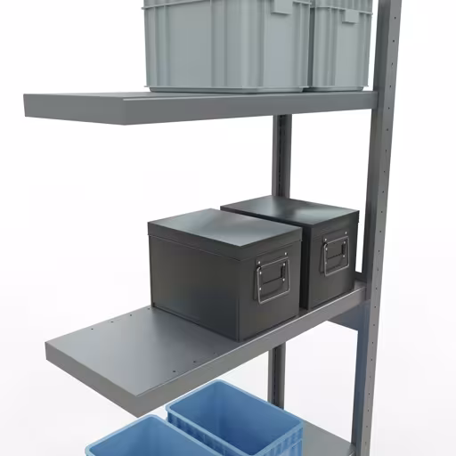 Scaffali componibili, scaffali, sistema a innesto MULTIplus250, 2500 x 750 x 300 mm (AxLxP), 6 ripiani, barre longitudinali, zincato della marca Schulte Lagertechnik della gamma dei sistemi a innesto