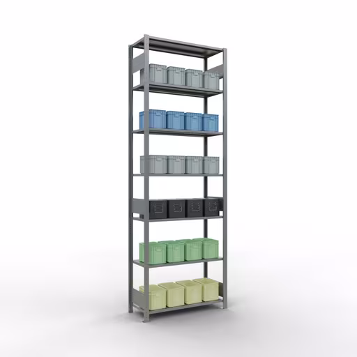 Étagère de base, étagère, système enfichable MULTIplus150, 3000 x 1000 x 400 mm, 7 étagères, galvanisée de Schulte Lagertechnik de la catégorie système enfichable