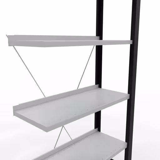 Produktbild Nr 14 des Artikels Anbauregal, Büro-Fachbodenregal Stecksystem MULTIplus85, 2000 x 750 x 300 mm (HxBxT), 6 Fachböden, Kreuzstrebe, mit Anschlagleiste, schwarz/lichtgrau Abbildung Nr 14 des Artikels Anbauregal, Büro-Fachbodenregal Stecksystem MULTIplus85, 2000 x 750 x 300 mm (HxBxT), 6 Fachböden, Kreuzstrebe, mit Anschlagleiste, schwarz/lichtgrau aus der Produktgruppe Büroregale von der Marke Schulte Lagertechnik