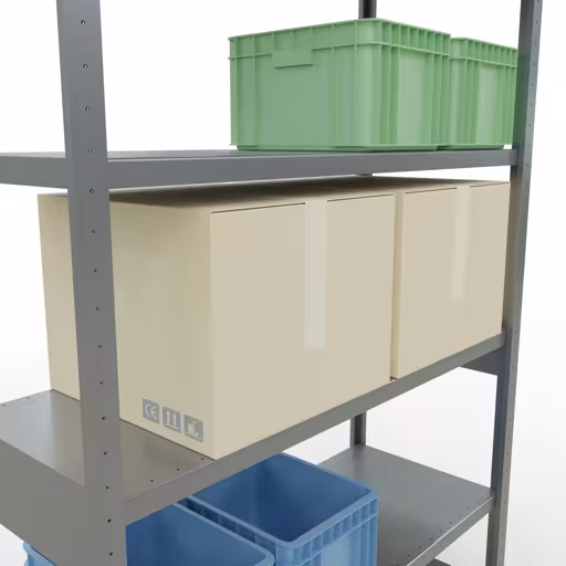 Image du produit n° 15 de l'article étagère de base système enfichable 2500x1300x500 mm, type 250 kg, galvanisée Figure n° 15 de l'article étagère de base du système enfichable 2500x1300x500 mm, type 250 kg, galvanisée du groupe de produits du système enfichable de la marque Schulte Lagertechnik