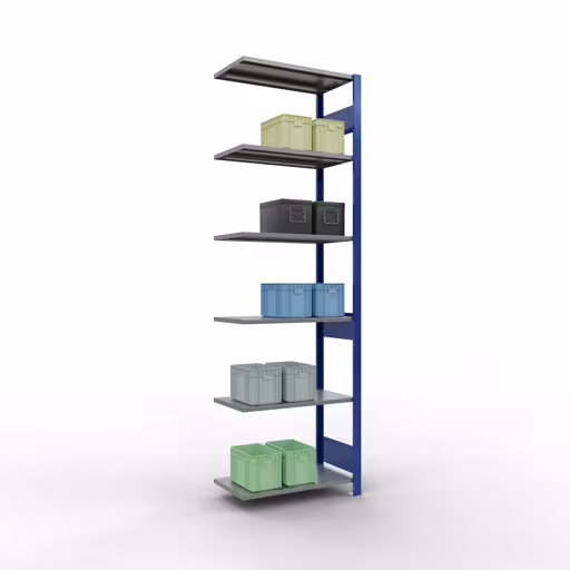 Immagine aggiuntiva dell'articolo scaffale aggiuntivo, scaffale MULTIplus150 sistema a innesto, 2500 x 750 x 400 mm (AxLxP), 6 ripiani, barra longitudinale, RAL 5010 blu genziana/zincato/zincato da scaffale aggiuntivo