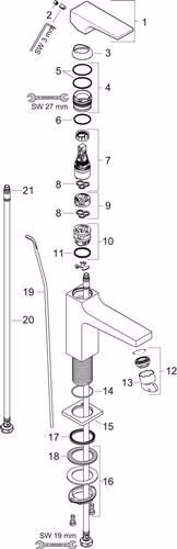 Hansgrohe Mitigeur monocommandé pour lavabo METROPOL 110 diamètre nominal 15 chromé