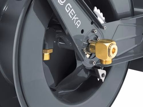 Schlauchaufroller PA30 Anschlussgewinde 33,25mm Gewinde 1 Außengewinde Zoll pulverbeschichteter Stahl GEKA