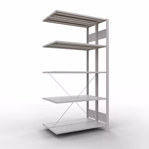 Figure n° 12 de l'article, étagère double, système d'étagères MULTIplus150, 2000 x 1000 x (2x300) mm, 2x5 étagères, RAL 7035 gris clair du groupe de produits étagères de Schulte Lagertechnik