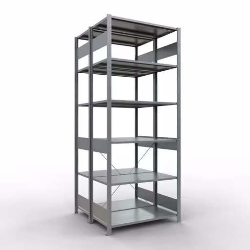 Figura n. 16 dell'articolo scaffale base, scaffale doppio, sistema a innesto per scaffali MULTIplus150, 2500 x 1000 x (2x500) mm (AxLxP), 2x6 ripiani, traversa, zincato dal gruppo di prodotti scaffali della marca Schulte Lagertechnik