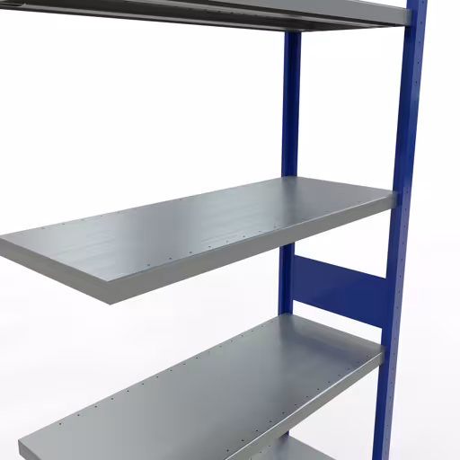 Rayonnage supplémentaire, étagère, système enfichable MULTIplus330, 3000 x 1000 x 400 mm, 7 étagères, barres de longueur, RAL 5010 bleu gentiane/galvanisé de la catégorie d'étagères supplémentaires avec le GTIN 4004514285669 , système d'étagères enfichables MULTIplus330, 3000 x 1000 x 400 mm, 7 étagères, RAL 5010 bleu gentiane/galvanisé de Schulte Lagertechnik de la gamme de produits du système enfichable