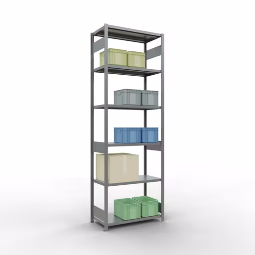 Scaffale base, scaffale, sistema a innesto MULTIplus250, 3000 x 1000 x 500 mm (AxLxP), 7 ripiani, barre longitudinali, zincato di Schulte Lagertechnik con l'articolo n. 12952-LR