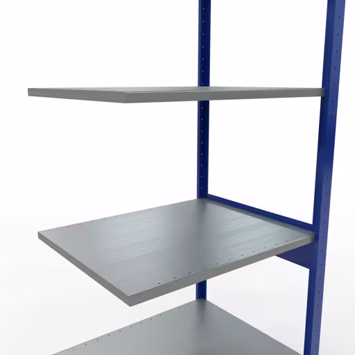 Image du produit n° 6 de l'article étagère supplémentaire, système enfichable MULTIplus150, 2500 x 750 x 600 mm, 6 étagères, RAL 5010 bleu gentiane/galvanisé/galvanisé de la gamme de produits système enfichable de la marque Schulte Lagertechnik