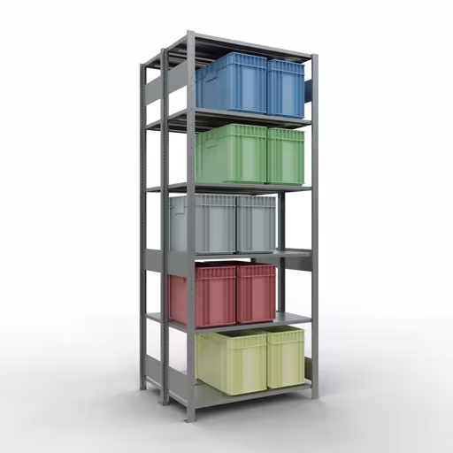 Image du produit n° 14 de l'article Étagère de base, étagère double, étagère système enfichable MULTIplus150, 2500 x 1000 x (2x400) mm (HxLxP), 2x6 étagères, barres de longueur, galvanisé Figure n° 14 de l'article étagère de base, étagère double, système d'étagères enfichables MULTIplus150, 2500 x 1000 x (2x400) mm, 2x6 étagères, galvanisées du groupe de produits étagères de la marque Schulte Lagertechnik