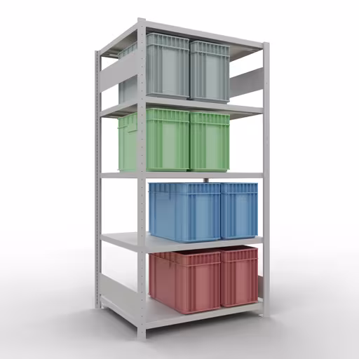 Image du produit n° 14 de l'article étagère de base, étagère, système enfichable MULTIplus250, 2000 x 1000 x 800 mm, 5 étagères, barres de longueur, RAL 7035 gris clair Figure n° 14 de l'article étagère de base, système d'étagères enfichables MULTIplus250, 2000 x 1000 x 800 mm, 5 étagères, gris clair RAL 7035 du groupe de produits système enfichable de la marque Schulte Lagertechnik