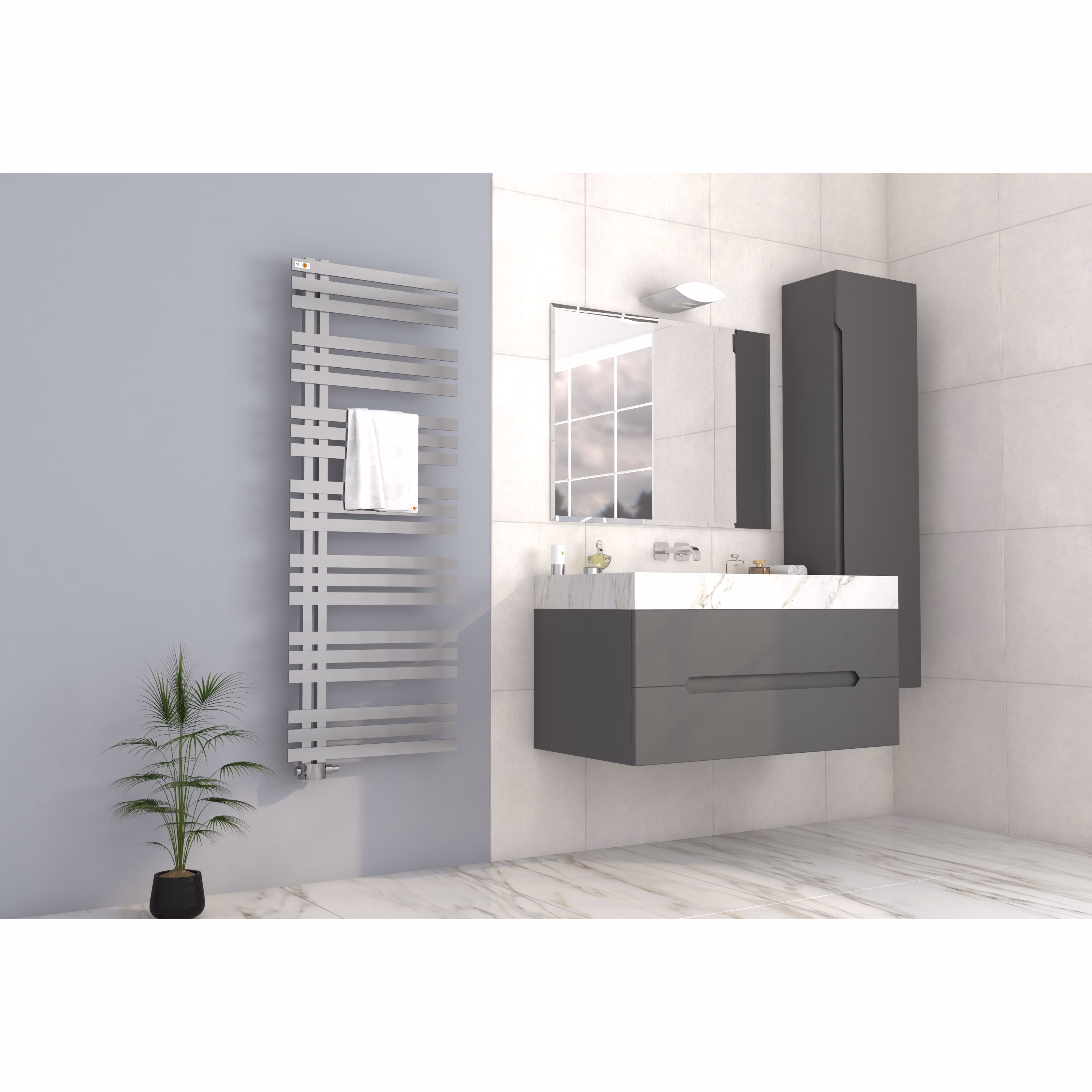 Radiateur de salle de bains Mert Design modèle Elen, chrome, 500x800 mm