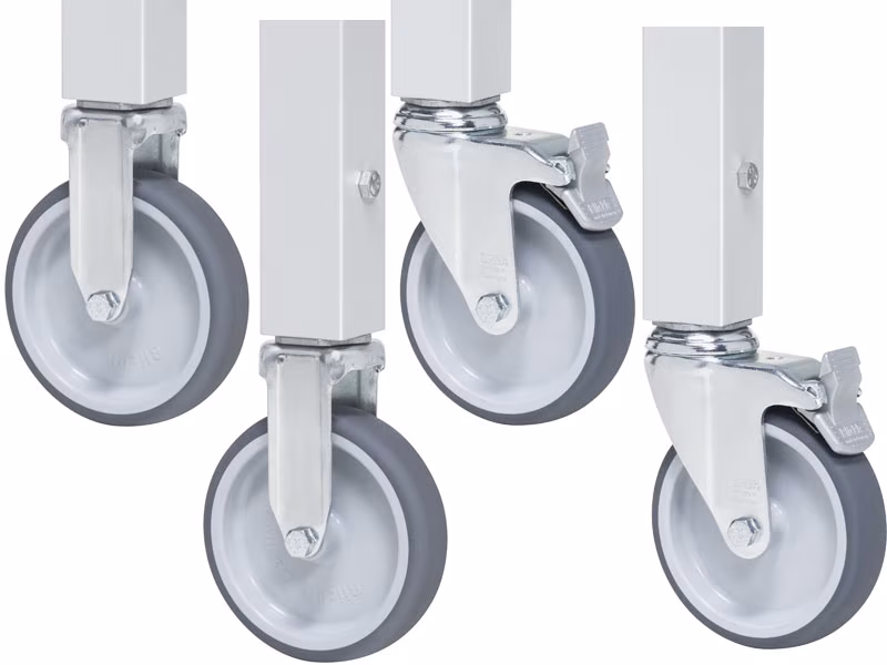 Set di ruote con espansore, 2 ruote fisse e 2 ruote girevoli con freni di Rau Set di ruote con espansore della categoria Attrezzature per il posto di lavoro con il numero di articolo 09-RS125EP-2LF-2B