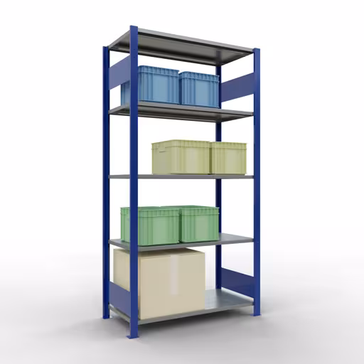 Figura n. 13 dell'articolo scaffale base, sistema a innesto per scaffale MULTIplus85, 2000 x 1000 x 500 mm (AxLxP), 5 ripiani, barre longitudinali, RAL 5010 blu genziana del gruppo di prodotti sistema a innesto della marca Schulte Lagertechnik