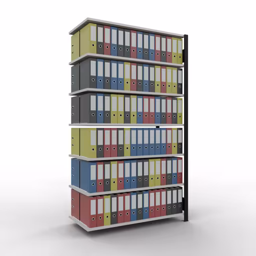Figure n° 13 de l'article, système d'étagères de bureau MULTIplus150, 2300 x 1300 x 600 mm, 7 étagères, barres de longueur, noir/gris clair du groupe de produits étagères de bureau de la marque Schulte Lagertechnik