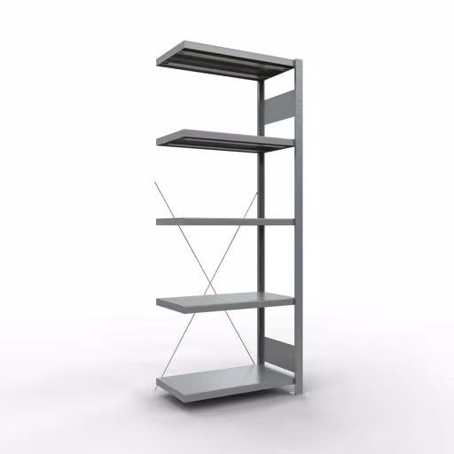 Scaffale aggiuntivo, scaffale, sistema a innesto MULTIplus250, 2000 x 750 x 400 mm (AxLxP), 5 ripiani, traversa, zincato, ripiano aggiuntivo, articolo n. 12945-75