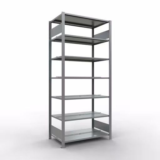 Figure n° 10 de l'article étagère de base, étagère de bureau, système enfichable MULTIplus150, 2300 x 1000 x 600 mm, 7 étagères, galvanisées, avec butée centrale de la gamme d'étagères de bureau de Schulte Lagertechnik