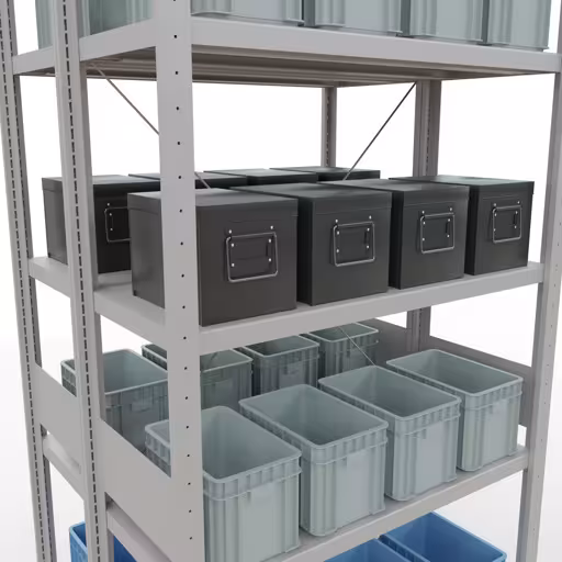 Étagère de base, étagère double, système d'étagères enfichables MULTIplus250, 3000 x 1000 x (2x400) mm, 2x7 étagères, gris clair RAL 7035 de Schulte Lagertechnik avec le numéro d'article : 32142-G