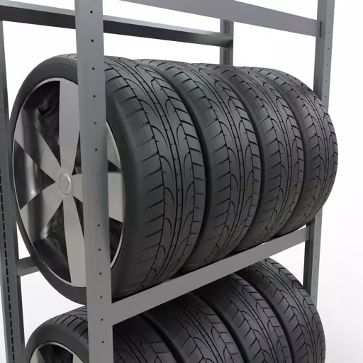 Abbildung Nr 8 des Artikels Grundregal, Räder-/Reifenregal, 2000 x 900 x 400 mm (HxBxT), verzinkt, 3 Lagerebenen á 150 kg Fachlast pro Ebene aus der Produktgruppe Fachbodenregale von der Marke Schulte Lagertechnik