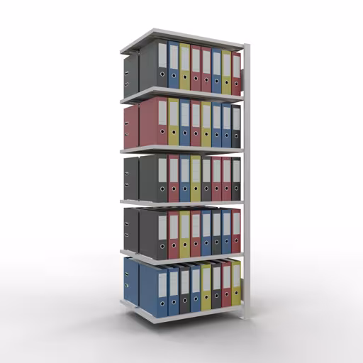 Figure n° 10 de l'article étagère complémentaire, étagère de bureau, système enfichable MULTIplus150, 2000 x 750 x 600 mm, 6 étagères, avec butée centrale, gris clair de la gamme d'étagères de bureau de Schulte Lagertechnik