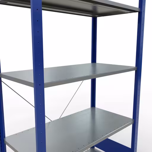 Représentation supplémentaire de l'article étagère de base, étagère à étagères, système enfichable MULTIplus150, 2000 x 1000 x 500 mm, 5 étagères, RAL 5010/galvanisé à partir de l'étagère de base