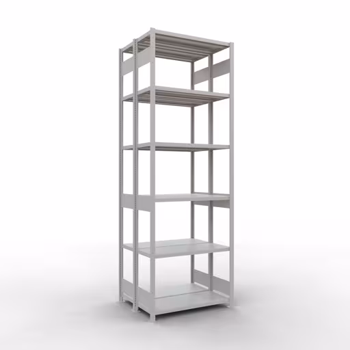 Étagère de base, étagère double, système d'étagères MULTIplus250, 3000 x 1000 x (2x400) mm (HxLxP), 2x7 étagères, barres de longueur, RAL 7035 gris clair, étagères doubles, réf. 33242