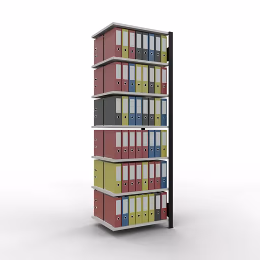 Figure n° 9 de l'article, étagère de bureau, système enfichable MULTIplus150, 2300 x 750 x 600 mm, 7 étagères, barres de longueur, noir/gris clair du groupe de produits étagères de bureau de la marque Schulte Lagertechnik