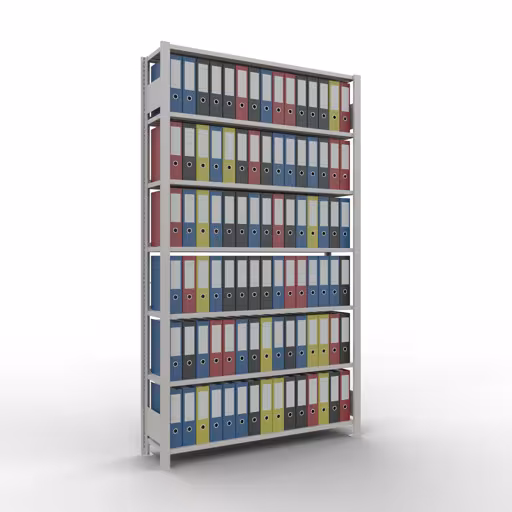 Produktbild Nr 14 des Artikels Grundregal, Büro-Fachbodenregal Stecksystem MULTIplus85, 2300 x 1300 x 300 mm (HxBxT), 7 Fachböden, Kreuzstrebe, mit Anschlagleiste, lichtgrau Abbildung Nr 14 des Artikels Grundregal, Büro-Fachbodenregal Stecksystem MULTIplus85, 2300 x 1300 x 300 mm (HxBxT), 7 Fachböden, Kreuzstrebe, mit Anschlagleiste, lichtgrau aus der Produktgruppe Büroregale von der Marke Schulte Lagertechnik