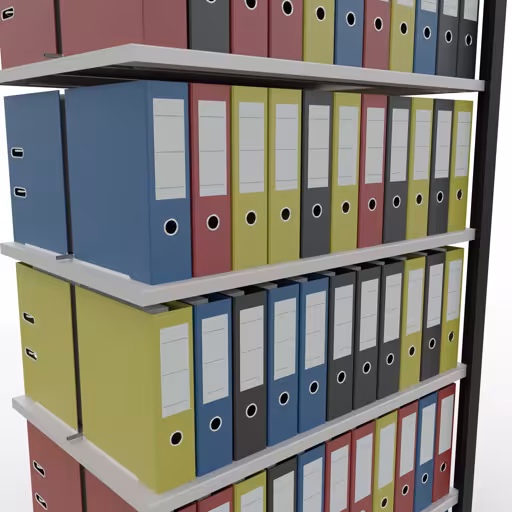 Immagine aggiuntiva dell'articolo Scaffale aggiuntivo, scaffale per ufficio, sistema a innesto MULTIplus150, 2300 x 1000 x 600 mm (AxLxP), 7 ripiani, barre longitudinali, con fermo centrale, nero/grigio chiaro dal sistema a innesto