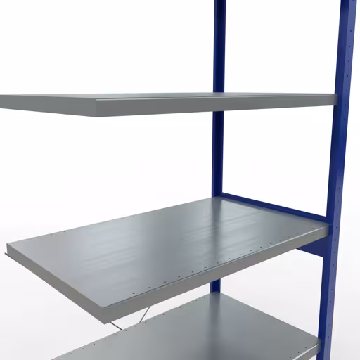 Rayonnage supplémentaire, étagère, système enfichable MULTIplus250, 2500 x 1000 x 600 mm, 6 étagères, traverse, RAL 5010 bleu gentiane/galvanisé de la catégorie des étagères supplémentaires avec le GTIN 4004514283856 Rayonnage supplémentaire, étagère, système enfichable MULTIplus250, 2500 x 1000 x 600 mm, 6 étagères, traverse, RAL 5010 bleu gentiane/galvanisé de la marque Schulte Lagertechnik de la gamme de produits système enfichable
