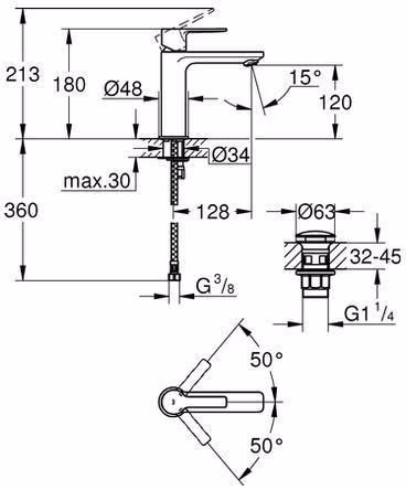 GROHE Einhand-Waschtischbatterie Lineare 23106_1 S-Size chrom