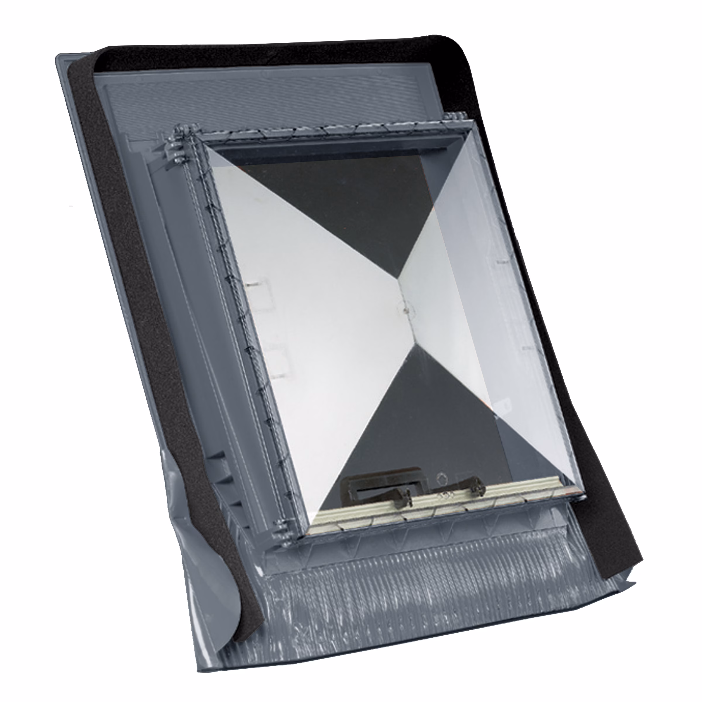 Finestra di accesso universale per tetti Prismax, adatta a tegole piane e profilate, colore antracite, di Klöber. Finestra di accesso universale per tetti Prismax, appartenente alla categoria sicurezza per tetti, codice articolo KT4001-4-0430