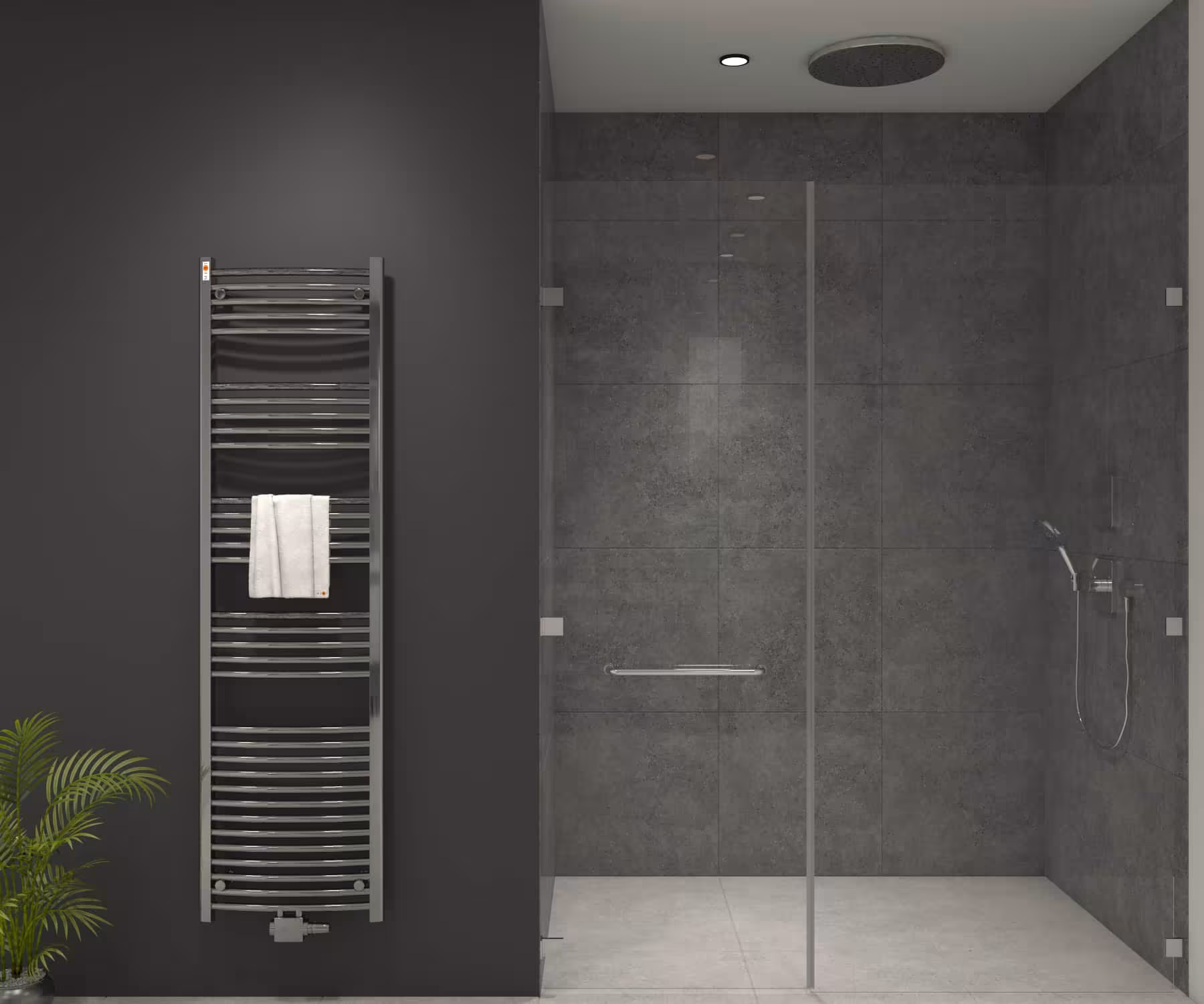 MERT Radiateur de salle de bain courbé chromé, raccordement central, radiateur de salle de bain, réf. 4-50x180 m