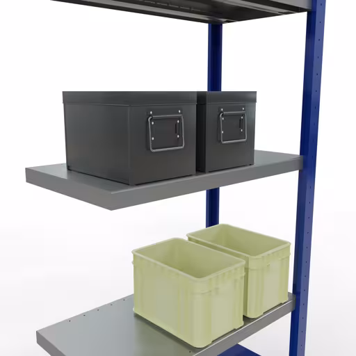 Rayonnage supplémentaire, étagère, système enfichable MULTIplus250, 2000 x 750 x 400 mm, 5 étagères, RAL 5010 bleu gentiane/galvanisé/galvanisé de Schulte Lagertechnik de la catégorie système enfichable