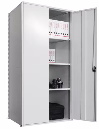 Flügeltürschrank, Grundregal 2000 x 1000 x 600 mm, RAL 7035 lichtgrau/verzinkt, 5 MULTIplus150-Fachböden, Seitenwände, Rückwand, 1 Stück Flügeltür von der Marke Schulte Lagertechnik Flügeltürschrank, Grundregal 2000 x 1000 x 600 mm, RAL 7035 lichtgrau/verzinkt, 5 MULTIplus150-Fachböden, Seitenwände, Rückwand, 1 Stück Flügeltür aus der Kategorie Grundregal mit der Artikelnummer 12760-M6