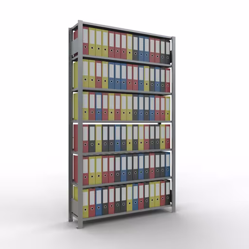 Produktbild Nr 12 des Artikels Grundregal, Büro-Fachbodenregal Stecksystem MULTIplus85, 2300 x 1300 x 300 mm (HxBxT), 7 Fachböden, Kreuzstrebe, verzinkt, mit Anschlagleiste Abbildung Nr 12 des Artikels Grundregal, Büro-Fachbodenregal Stecksystem MULTIplus85, 2300 x 1300 x 300 mm (HxBxT), 7 Fachböden, Kreuzstrebe, verzinkt, mit Anschlagleiste aus der Produktgruppe Büroregale von der Marke Schulte Lagertechnik