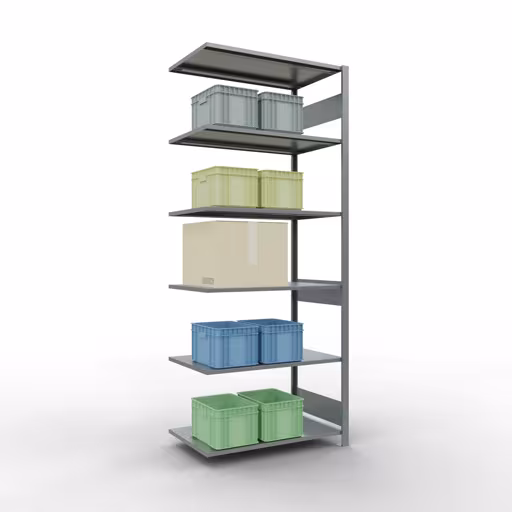 Image supplémentaire de l'article Rayonnage complémentaire, rayonnage à étagères, système enfichable MULTIplus150, 2500 x 1000 x 600 mm, 6 tablettes, barres longitudinales, galvanisé Image supplémentaire de l'article, étagère MULTIplus150, 2500 x 1000 x 600 mm, 6 étagères, galvanisée