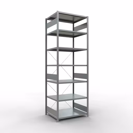 Ripiano base, ripiano, sistema a innesto MULTIplus330, 3000 x 1000 x 800 mm (AxLxP), 7 ripiani, traversa, zincato, ripiano base, articolo n. 13982