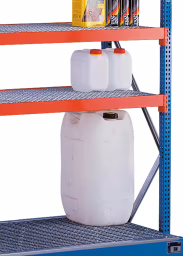 Set di scaffali ambientali W 100, scaffale aggiuntivo, 2000 x 1250 x 600 mm, blu/arancione/zincato della marca Schulte Lagertechnik dal programma di scaffali a grande campata