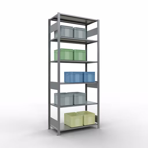 Image du produit n° 15 de l'article étagère de base, étagère, système enfichable MULTIplus85, 2500 x 1000 x 500 mm (HxLxP), 6 étagères, barres de longueur, galvanisé Figure n° 15 de l'article étagère de base, système d'étagères enfichables MULTIplus85, 2500 x 1000 x 500 mm, 6 étagères, galvanisées du groupe de produits système enfichable de la marque Schulte Lagertechnik