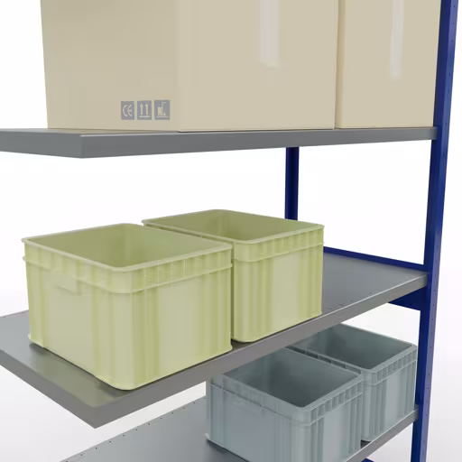 Figure n° 13 de l'article, système d'étagères MULTIplus250, système enfichable, 2500 x 1300 x 600 mm, 6 étagères, RAL 5010 bleu gentiane/galvanisé du groupe de produits système enfichable de Schulte Lagertechnik