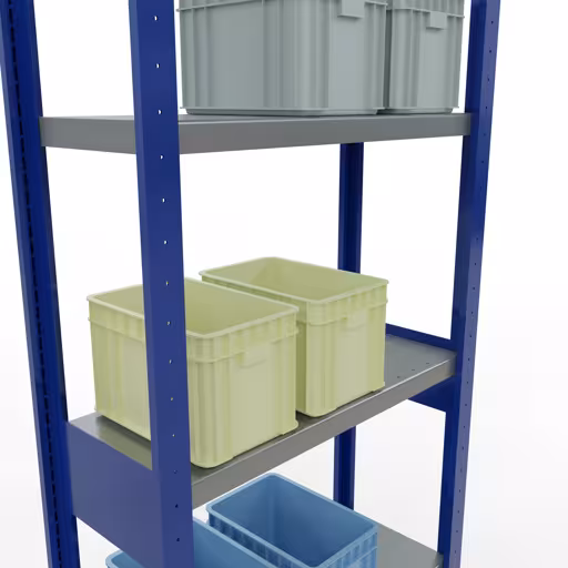 Figure n° 14 de l'article étagère de base, étagère, système enfichable MULTIplus250, 2500 x 750 x 300 mm, 6 étagères, RAL 5010 bleu gentiane/galvanisé/galvanisé du groupe de produits système enfichable de Schulte Lagertechnik