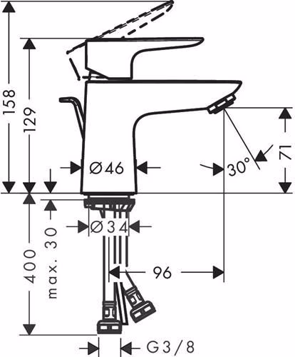 Hansgrohe Einhebel-Waschtischmischer TALIS E 80 Nennweite 15 mit Ablaufgarnitur G 1 1/4 Zoll chrom