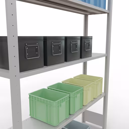 Étagère de base, étagère, système enfichable MULTIplus150, 2000 x 1300 x 300 mm, 5 étagères, RAL 7035 gris clair de Schulte Lagertechnik de la catégorie système enfichable