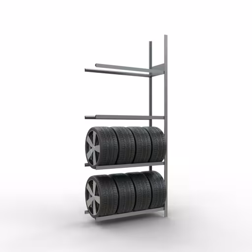 Produktbild Nr 13 des Artikels Anbauregal, Räder-/Reifenregal, 2750 x 1150 x 400 mm (HxBxT), verzinkt, 4 Lagerebenen á 150 kg Fachlast pro Ebene Abbildung Nr 13 des Artikels Anbauregal, Räder-/Reifenregal, 2750 x 1150 x 400 mm (HxBxT), verzinkt, 4 Lagerebenen á 150 kg Fachlast pro Ebene aus der Produktgruppe Fachbodenregale von der Marke Schulte Lagertechnik