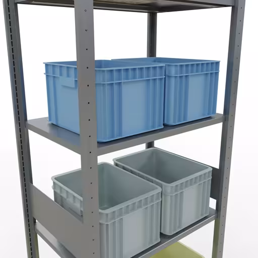 Scaffale base, scaffale, sistema a innesto MULTIplus150, 3000 x 750 x 500 mm (AxLxP), 7 ripiani, barre longitudinali, zincato con GTIN 4004514280527 Scaffale base, scaffale, sistema a innesto MULTIplus150, 3000 x 750 x 500 mm (AxLxP), 7 ripiani, barre longitudinali, zincato di Schulte Lagertechnik con l'articolo n. 12752-75-LR