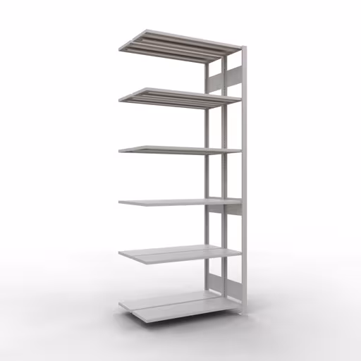Scaffale aggiuntivo, scaffale doppio, sistema di scaffali MULTIplus150, 2500 x 1000 x (2x300) mm (AxLxP), 2x6 ripiani, barre longitudinali, RAL 7035 grigio chiaro di Schulte Lagertechnik dalla categoria scaffali
