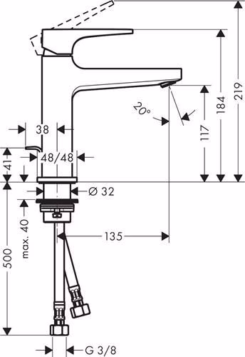Hansgrohe Mitigeur monocommandé pour lavabo METROPOL 110 diamètre nominal 15 chromé