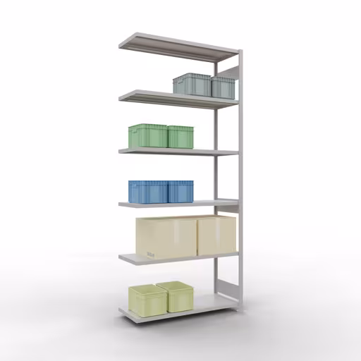 Rayonnage supplémentaire, étagère, système enfichable MULTIplus250, 3000 x 1300 x 500 mm, 7 étagères, gris clair RAL 7035 de Schulte Lagertechnik de la gamme de produits du système enfichable