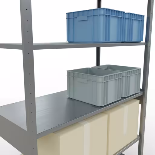 Étagère de base, étagère, système enfichable MULTIplus150, 2500 x 1300 x 600 mm, 6 étagères, barre de longueur, galvanisée avec réf. 12761-130-LR Étagère de base, étagère, système enfichable MULTIplus150, 2500 x 1300 x 600 mm, 6 étagères, galvanisée de Schulte Lagertechnik de la catégorie du système enfichable